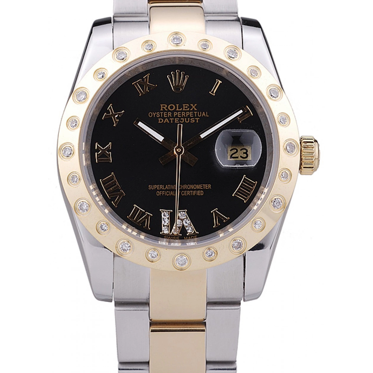 7463 Diamond Dial Rolex Datejust Bezel Black 0801